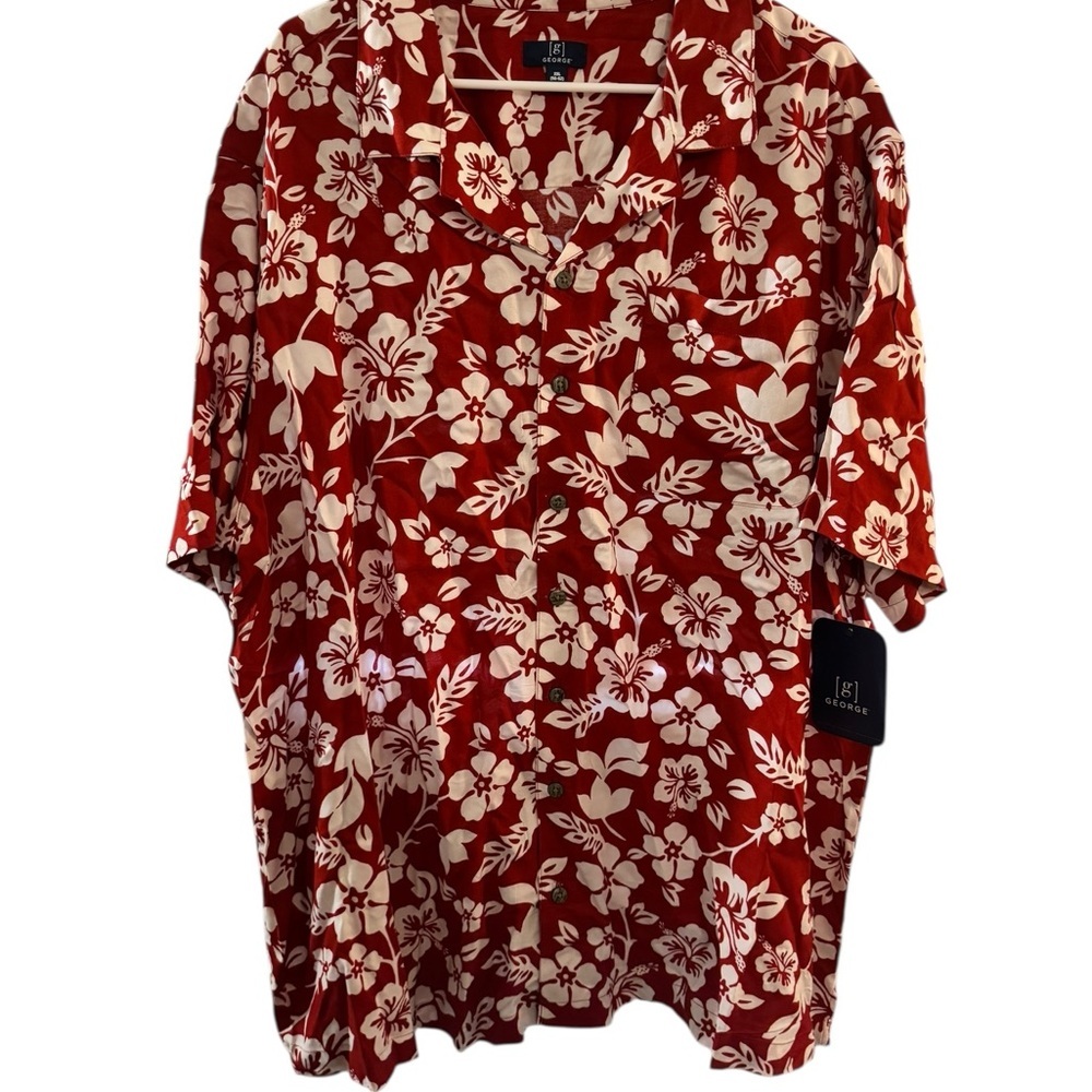 George Red and White Floral Men's Shirt
